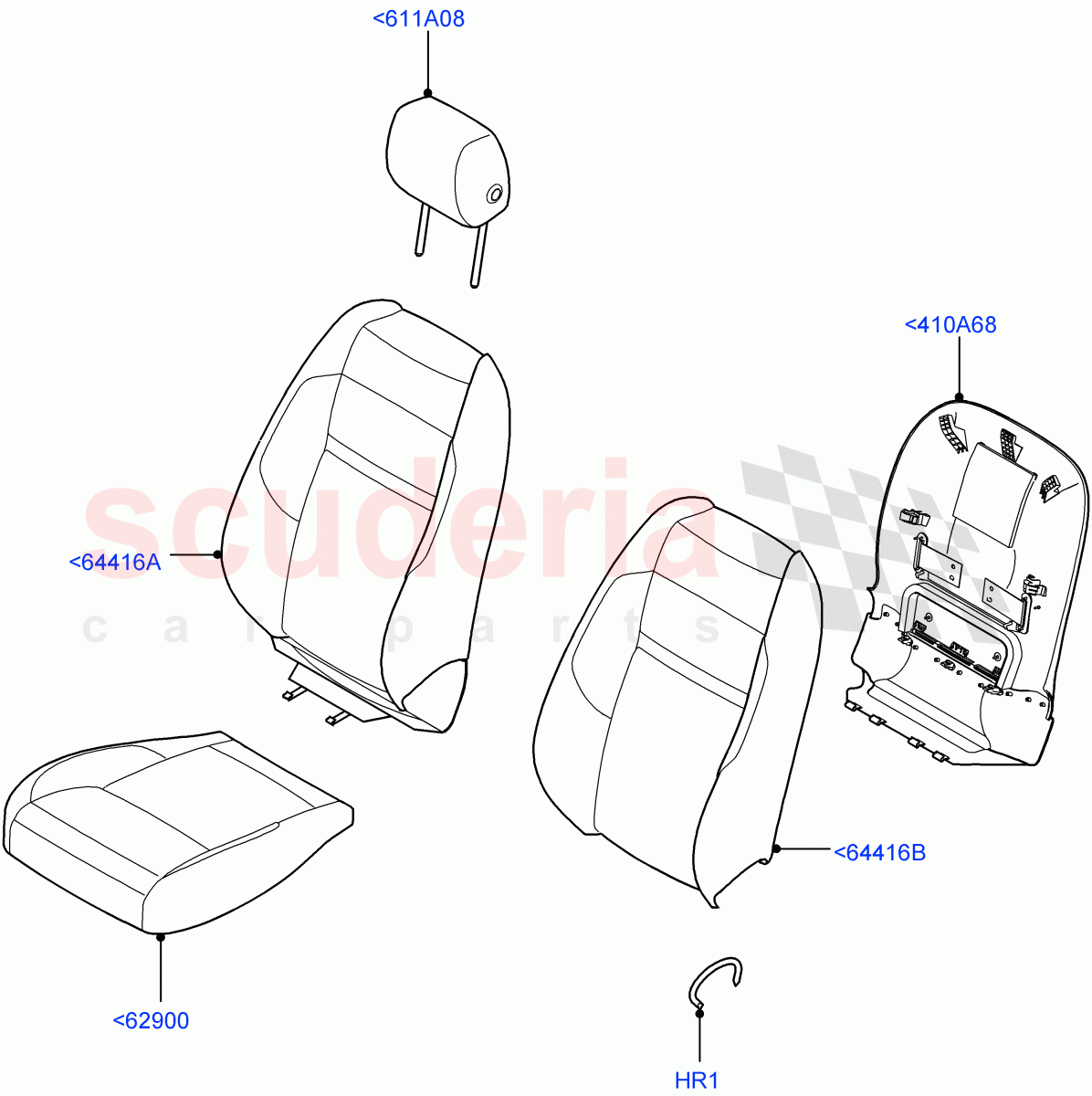 Front Seat Covers (5 Door, Diamond Perf Windsor Leather, Itatiaia (Brazil)) of Land Rover Land Rover Range Rover Evoque (2019+) [2.0 Turbo Diesel AJ21D4]