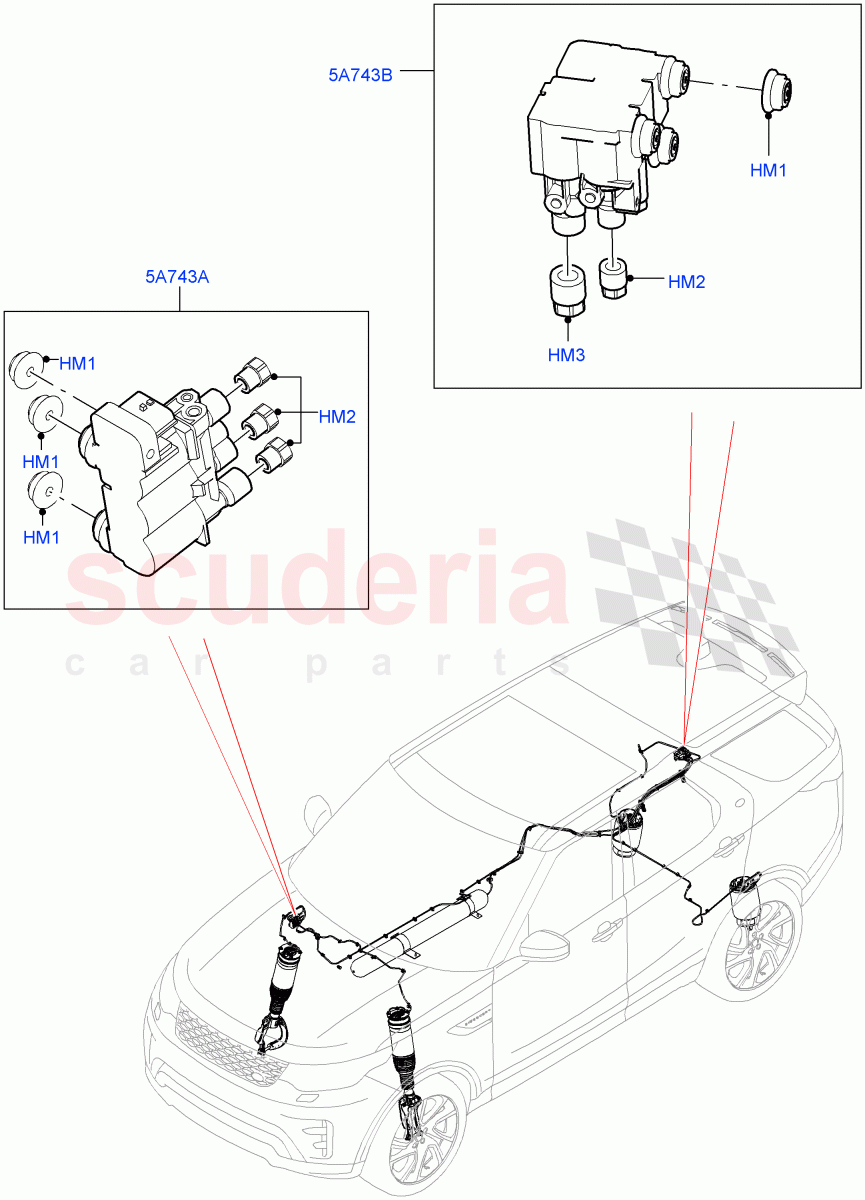 Air Suspension Compressor And Lines (Valve Assembly, Solihull Plant Build) (With Four Corner Air Suspension) ((V) FROMHA000001) of Land Rover Land Rover Discovery 5 (2017+) [3.0 I6 Turbo Petrol AJ20P6]