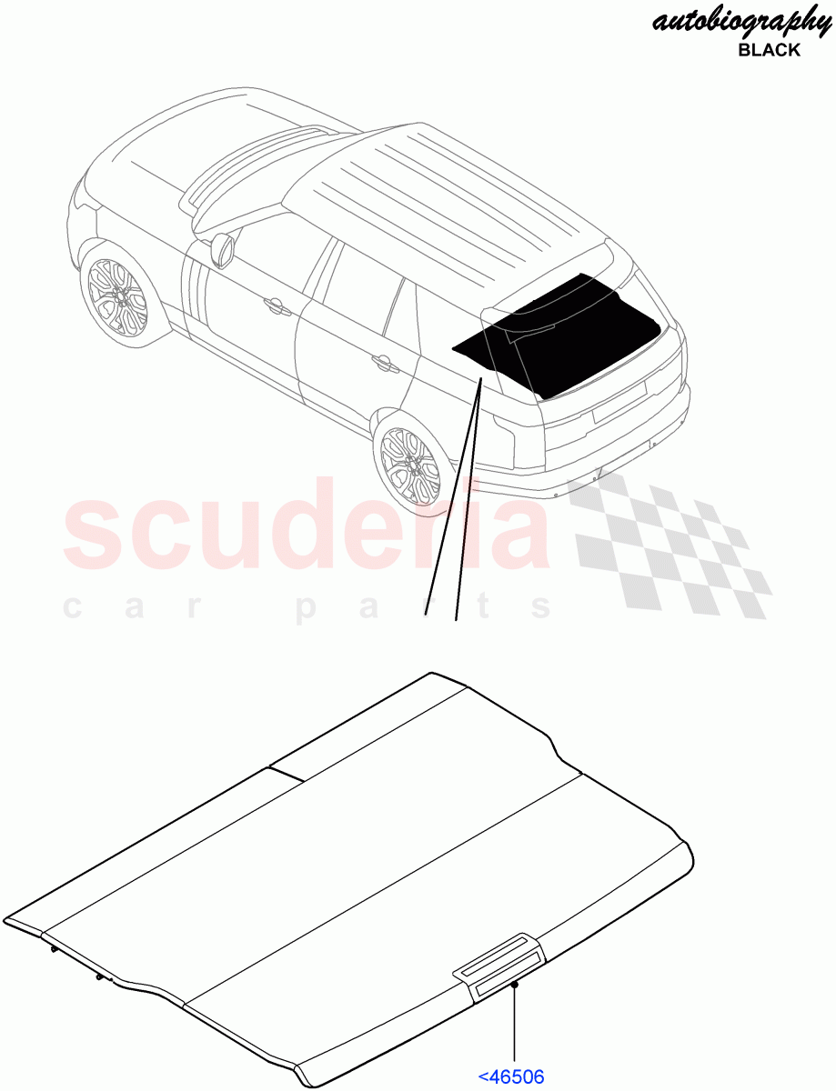 Load Compartment Trim (Package Tray, Autobiography Black / SV Autobiography, Upper) (Limited Package, 40/20/40 Super Slouch Rear Seat, Less Version Package, With 2 Rear Small Individual Seats, With 40/40 Split Individual Rr Seat) ((V) FROMEA000001) of Land Rover Land Rover Range Rover (2012-2021) [5.0 OHC SGDI SC V8 Petrol]