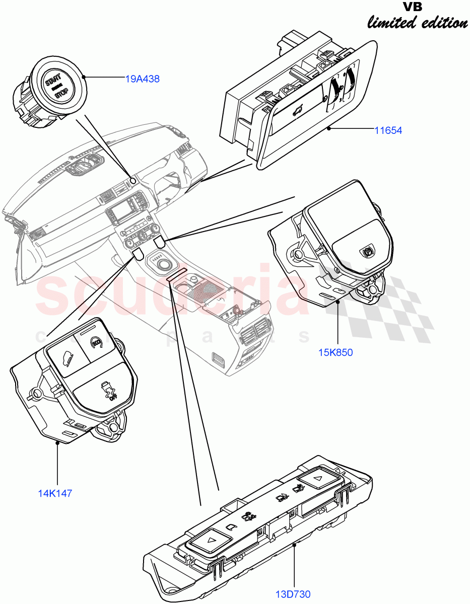 Switches (Facia And Console) (Victoria Beckham Limited Edition, Halewood (UK)) of Land Rover Land Rover Range Rover Evoque (2012-2018) [2.0 Turbo Diesel]