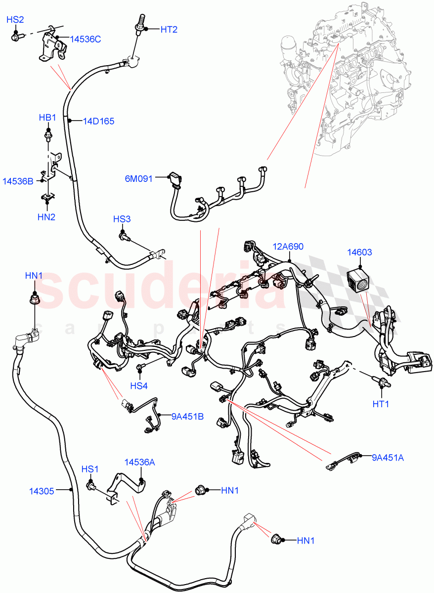 Engine Harness (2.0L I4 DSL HIGH DOHC AJ200) of Land Rover Land Rover Defender (2020+) [3.0 I6 Turbo Petrol AJ20P6]