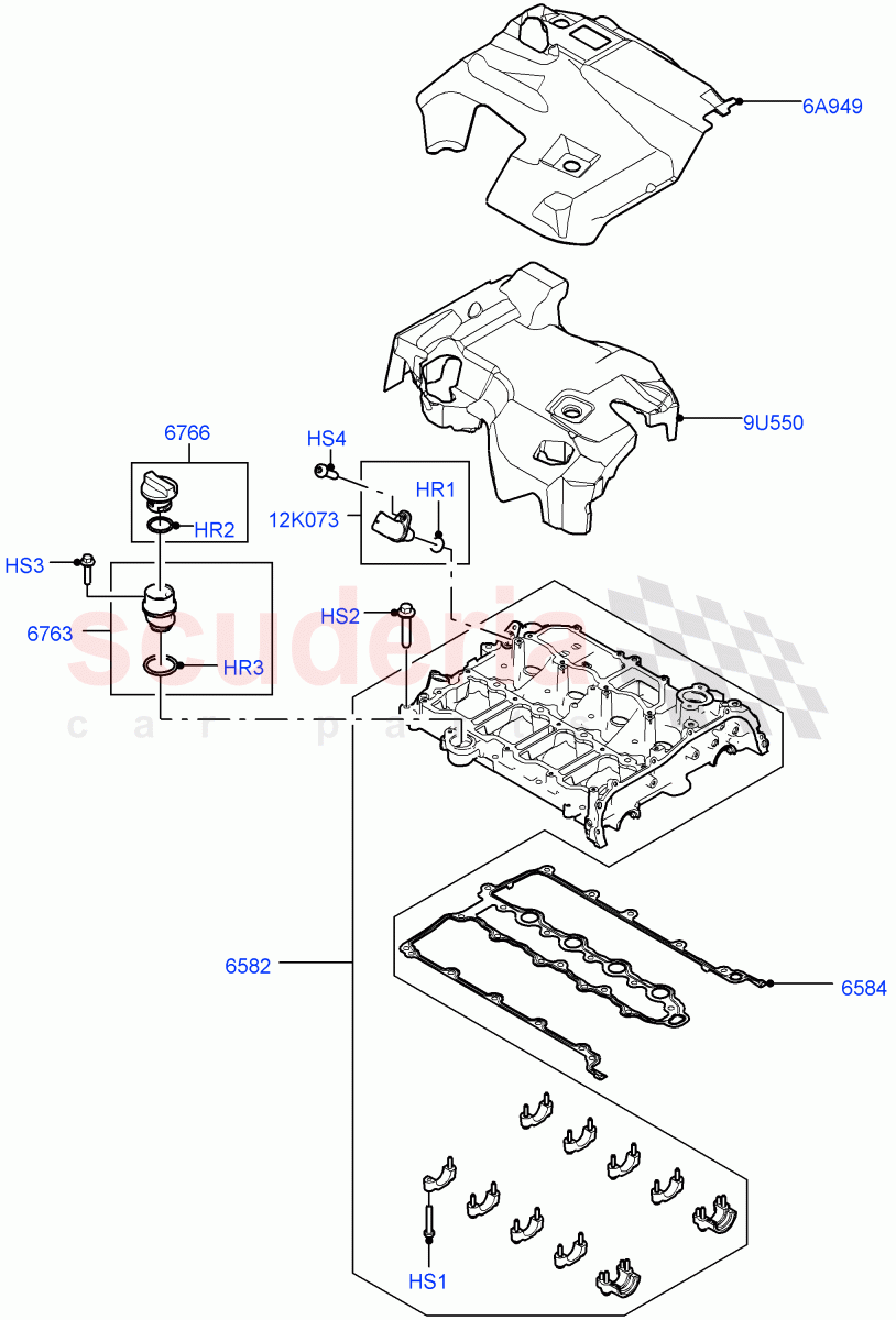 Cylinder Head Cover (2.0L AJ20P4 Petrol E100 PTA, Itatiaia (Brazil)) ((V) FROMLT000001) of Land Rover Land Rover Discovery Sport (2015+) [2.0 Turbo Petrol AJ200P]