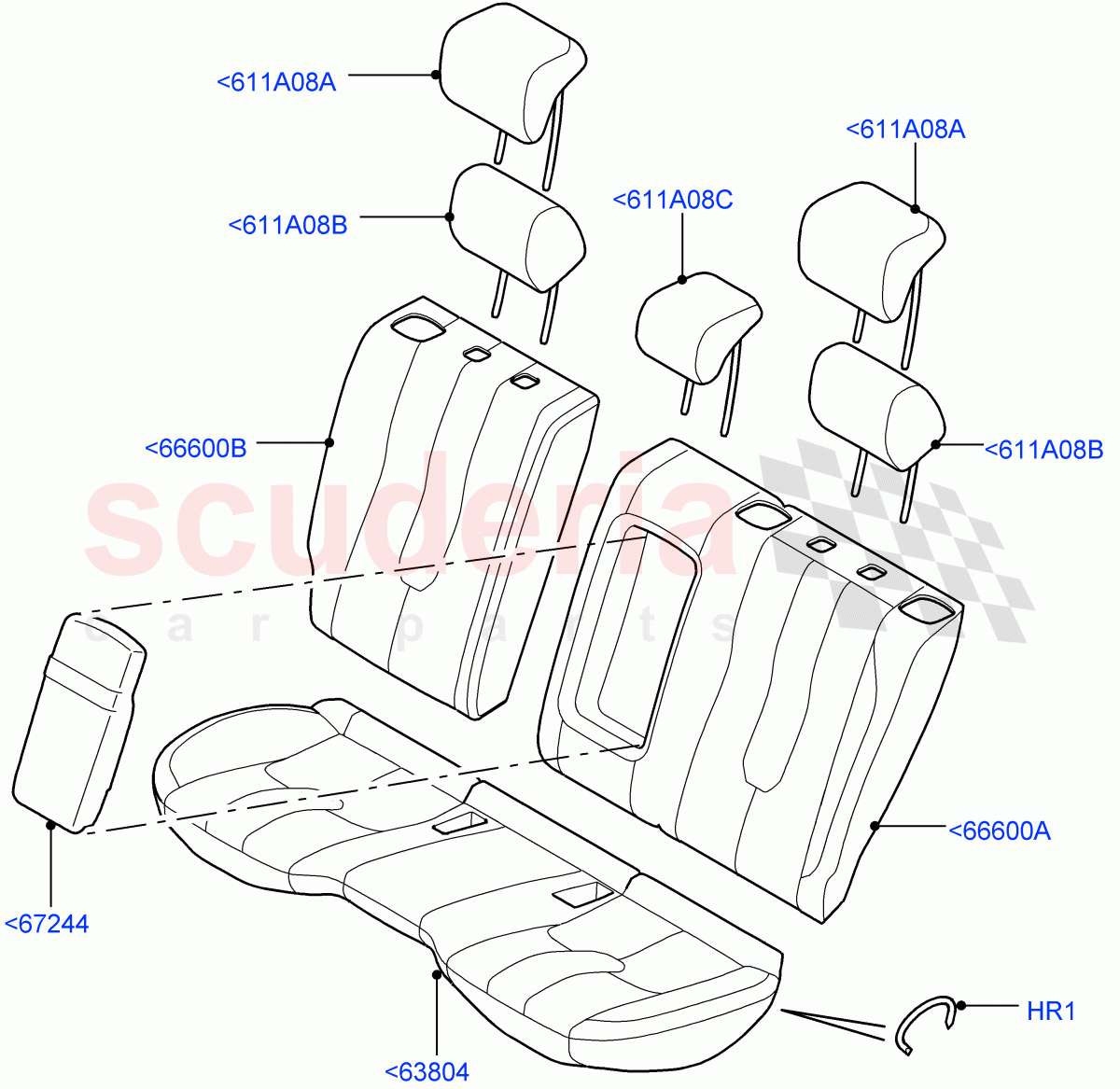 Rear Seat Covers (Taurus Leather Perforated, Halewood (UK), With 60/40 Split - Folding Rr Seat, 2nd Row Seat 60/40 (3 P) - Folding) of Land Rover Land Rover Range Rover Evoque (2012-2018) [2.0 Turbo Petrol AJ200P]