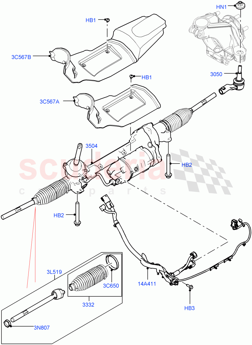 Steering Gear (LHD, Itatiaia (Brazil)) ((V) FROMGT000001) of Land Rover Land Rover Discovery Sport (2015+) [1.5 I3 Turbo Petrol AJ20P3]