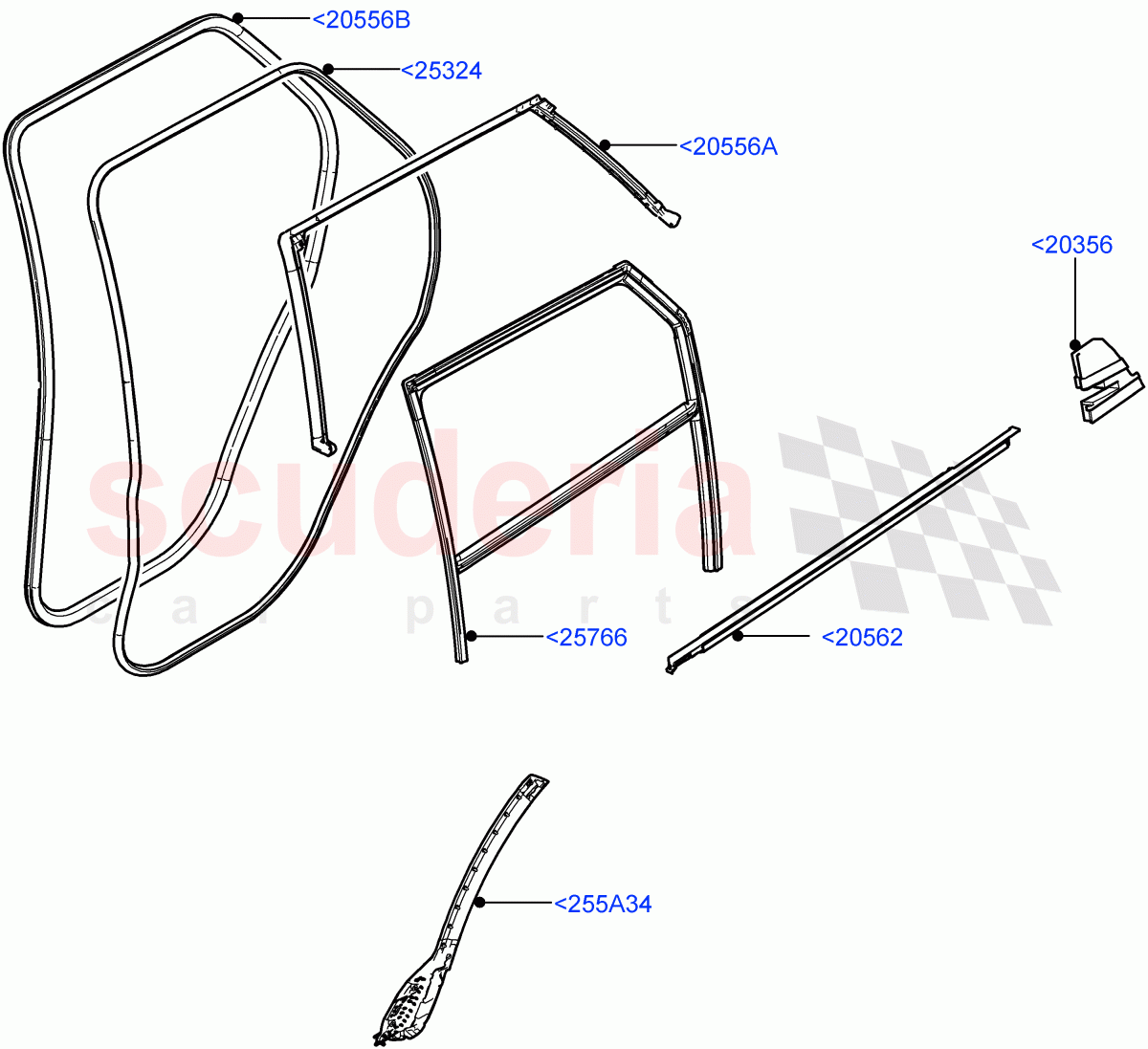 Rear Doors, Hinges & Weatherstrips (Weatherstrips And Seals) (Halewood (UK)) of Land Rover Land Rover Range Rover Evoque (2019+) [2.0 Turbo Petrol AJ200P]