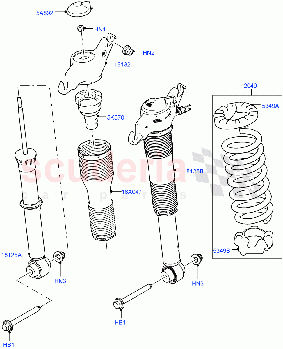 Rear Springs And Shock Absorbers (Halewood (UK)) of Land Rover Land Rover Discovery Sport (2015+) [2.2 Single Turbo Diesel]