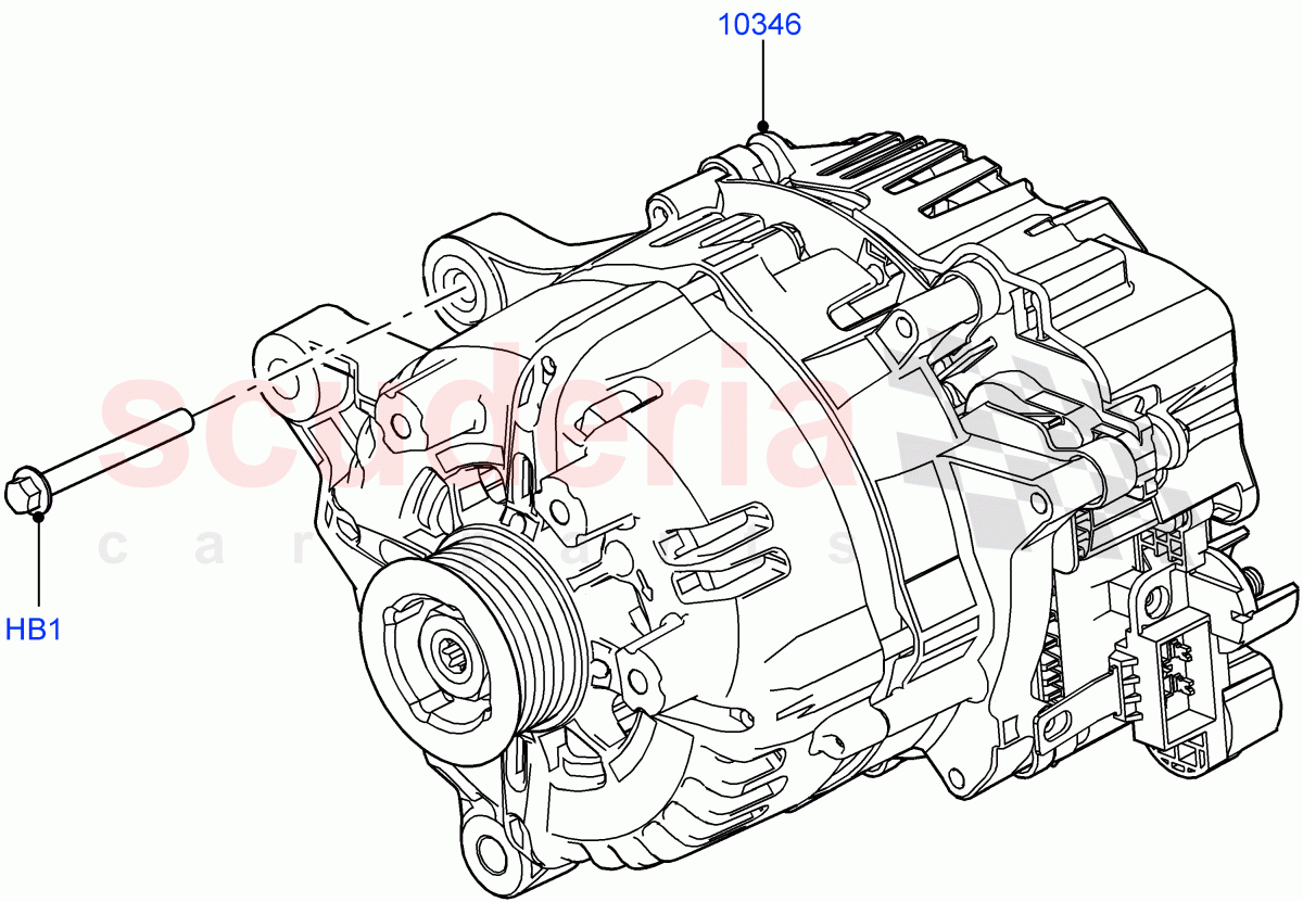 Alternator And Mountings (Electric Engine Battery-MHEV) of Land Rover Land Rover Defender (2020+) [3.0 I6 Turbo Diesel AJ20D6]