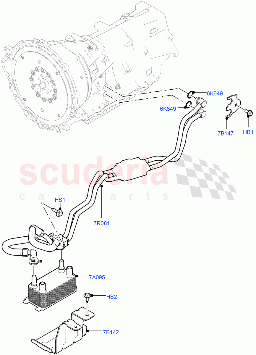 Transmission Cooling Systems (2.0L I4 DSL MID DOHC AJ200, 8 Speed Auto Trans ZF 8HP45, 2.0L I4 DSL HIGH DOHC AJ200) of Land Rover Land Rover Range Rover Velar (2017+) [3.0 I6 Turbo Diesel AJ20D6]