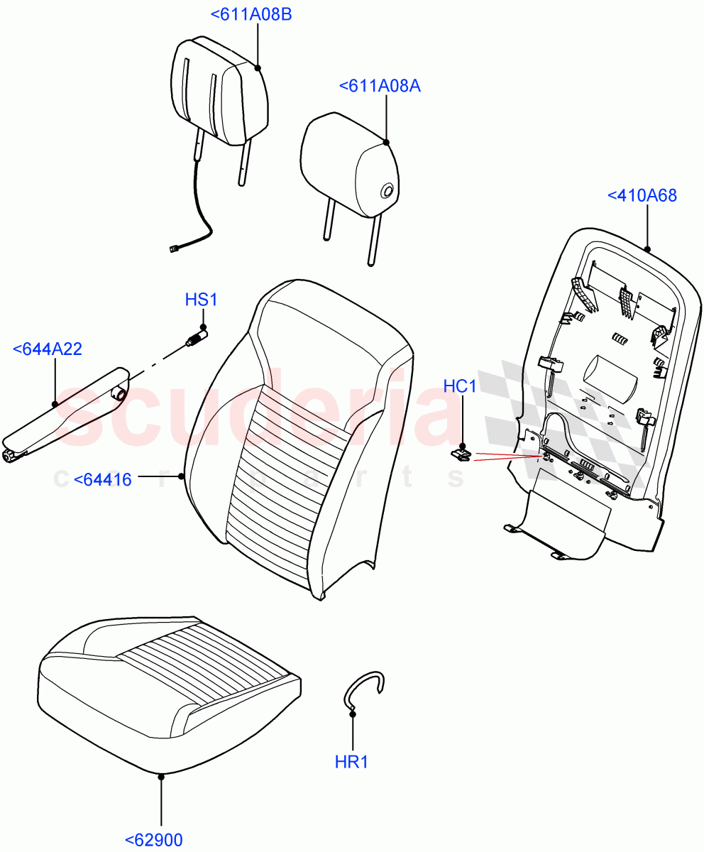 Front Seat Covers (Nitra Plant Build) (Version - Commercial, With 2 Seat Configuration) ((V) FROMK2000001) of Land Rover Land Rover Discovery 5 (2017+) [3.0 Diesel 24V DOHC TC]