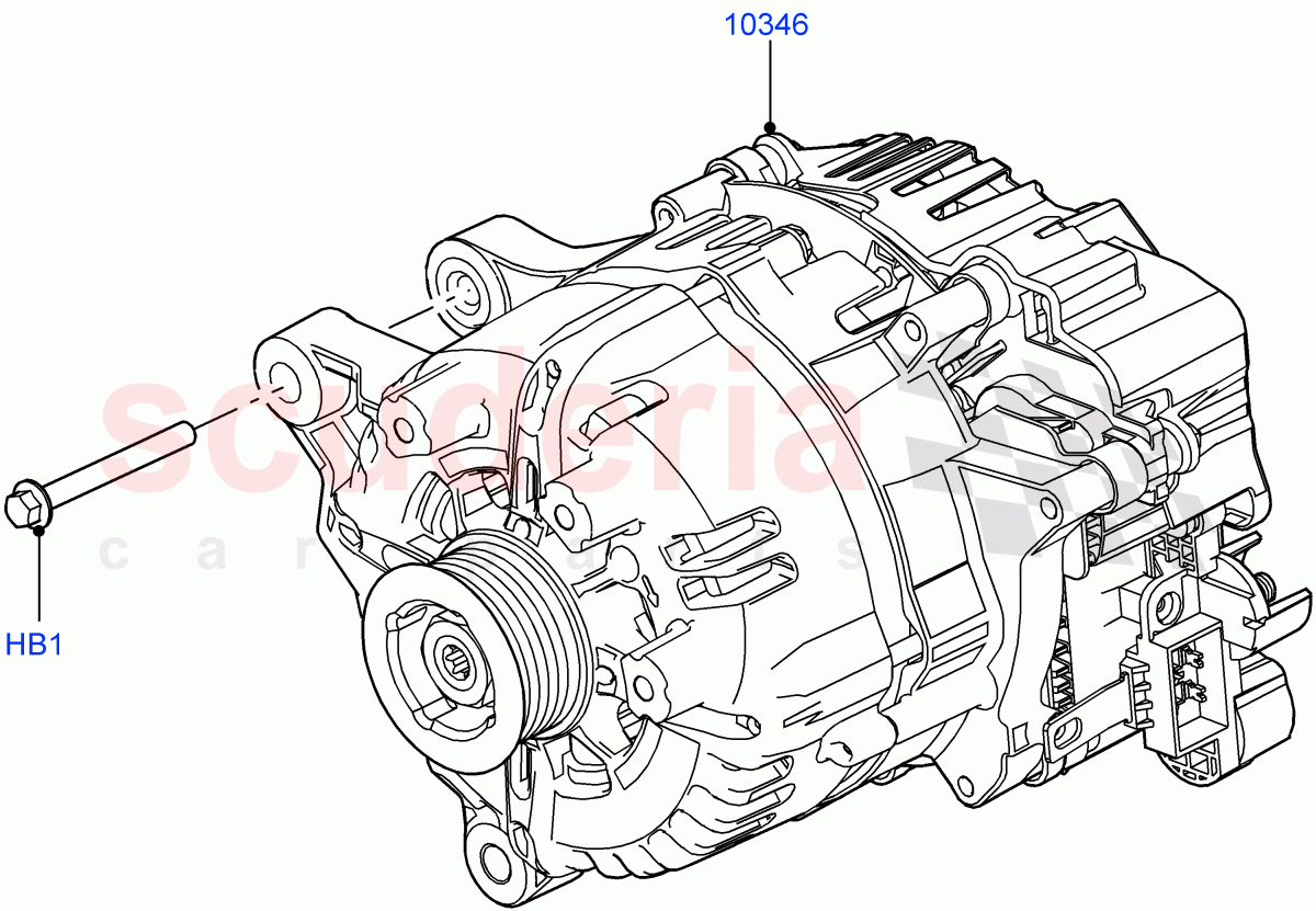 Alternator And Mountings (3.0L AJ20P6 Petrol High, Electric Engine Battery-MHEV, 3.0L AJ20D6 Diesel High) of Land Rover Land Rover Range Rover (2022+) [4.4 V8 Turbo Petrol NC10]