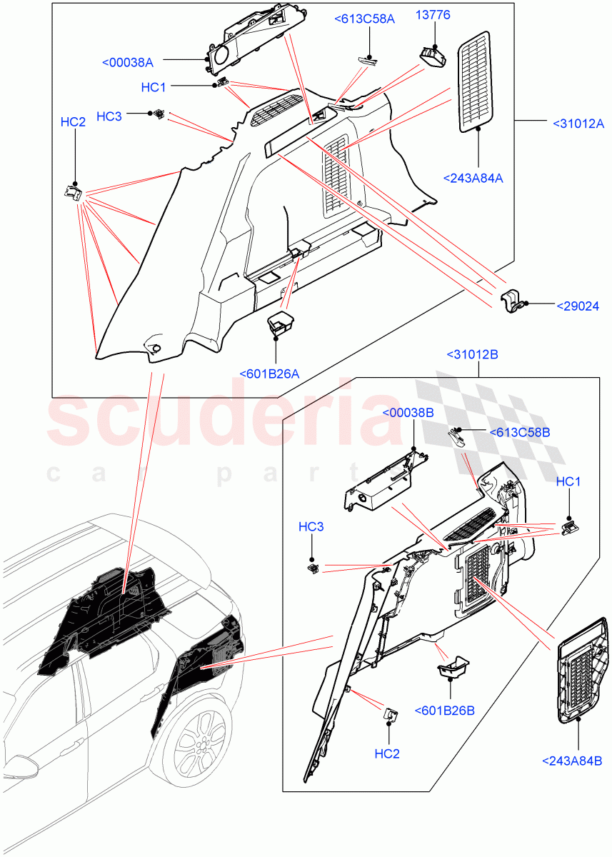 Side Trim (Itatiaia (Brazil), 60/40 Load Through With Slide, Climate Control - Chiller Unit) ((V) FROMHT000001) of Land Rover Land Rover Discovery Sport (2015+) [2.0 Turbo Diesel]