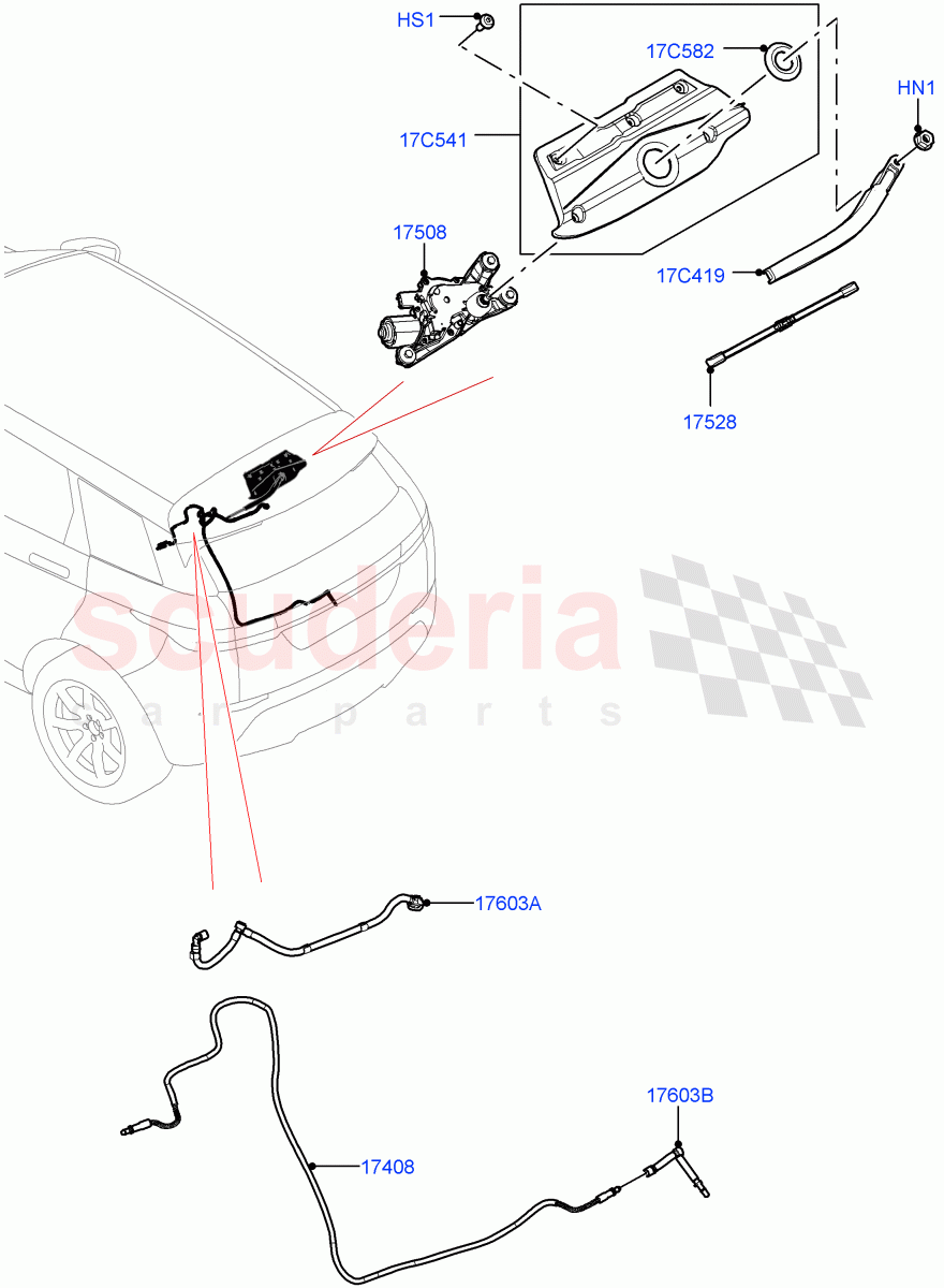Rear Window Wiper And Washer (Changsu (China)) of Land Rover Land Rover Range Rover Evoque (2019+) [1.5 I3 Turbo Petrol AJ20P3]
