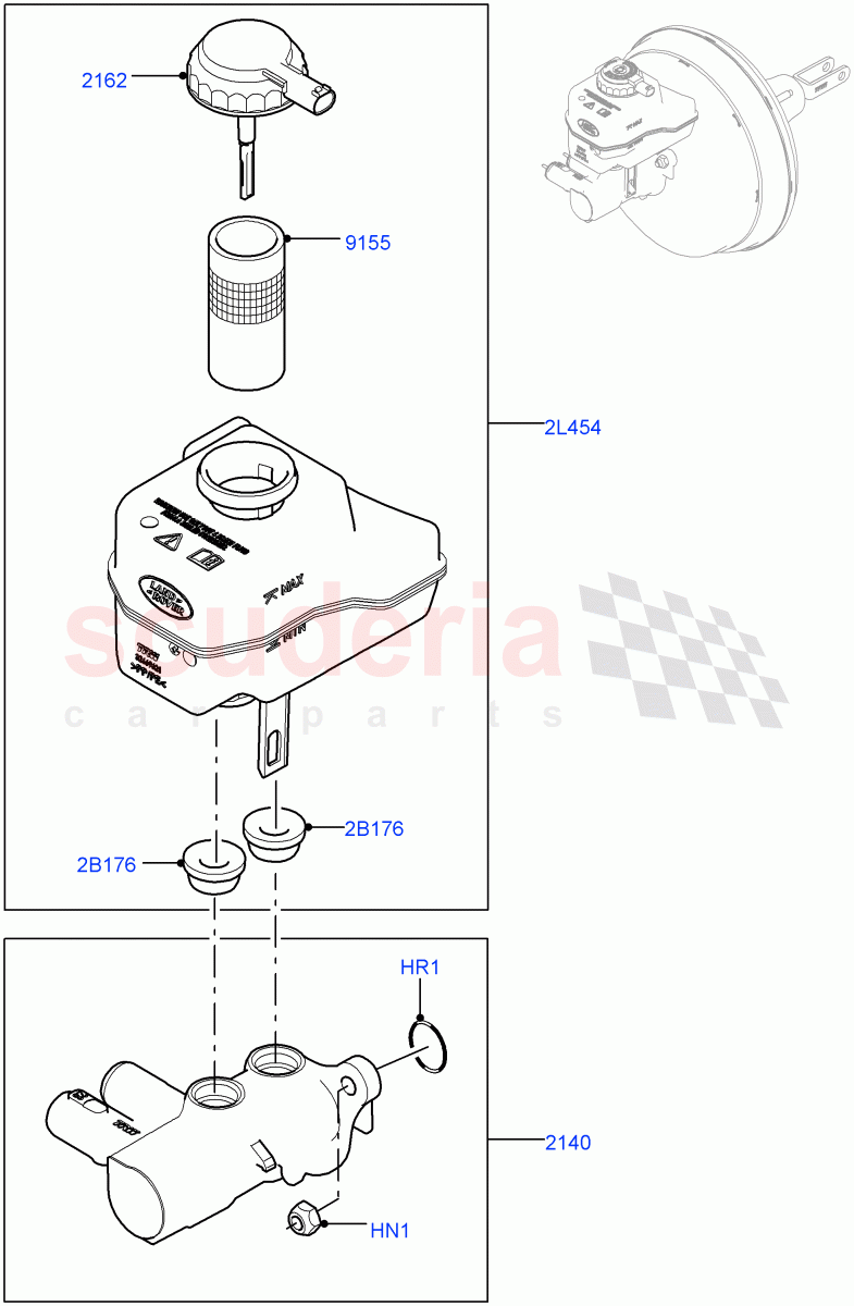 Master Cylinder - Brake System (Nitra Plant Build) ((V) FROMK2000001) of Land Rover Land Rover Discovery 5 (2017+) [3.0 Diesel 24V DOHC TC]
