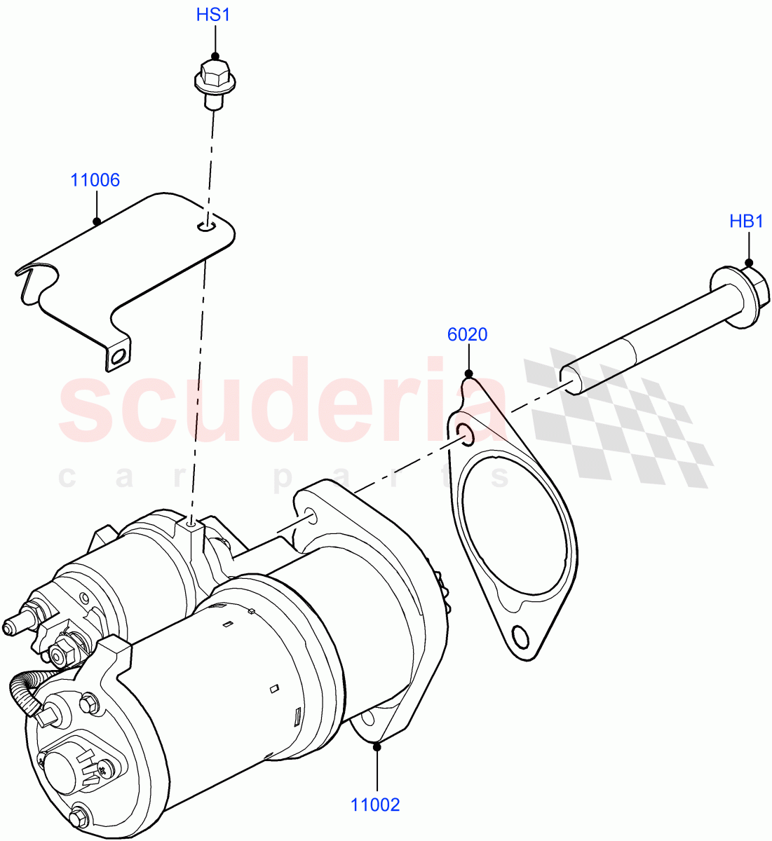 Starter Motor (Nitra Plant Build) (3.0L AJ20P6 Petrol High) ((V) FROML2000001) of Land Rover Land Rover Discovery 5 (2017+) [3.0 I6 Turbo Petrol AJ20P6]