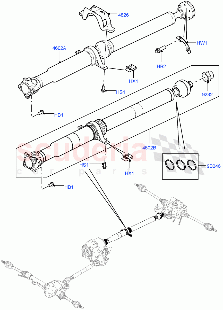 Drive Shaft - Rear Axle Drive (Propshaft) ((V) TOGA999999) of Land Rover Land Rover Range Rover Sport (2014+) [2.0 Turbo Petrol GTDI]
