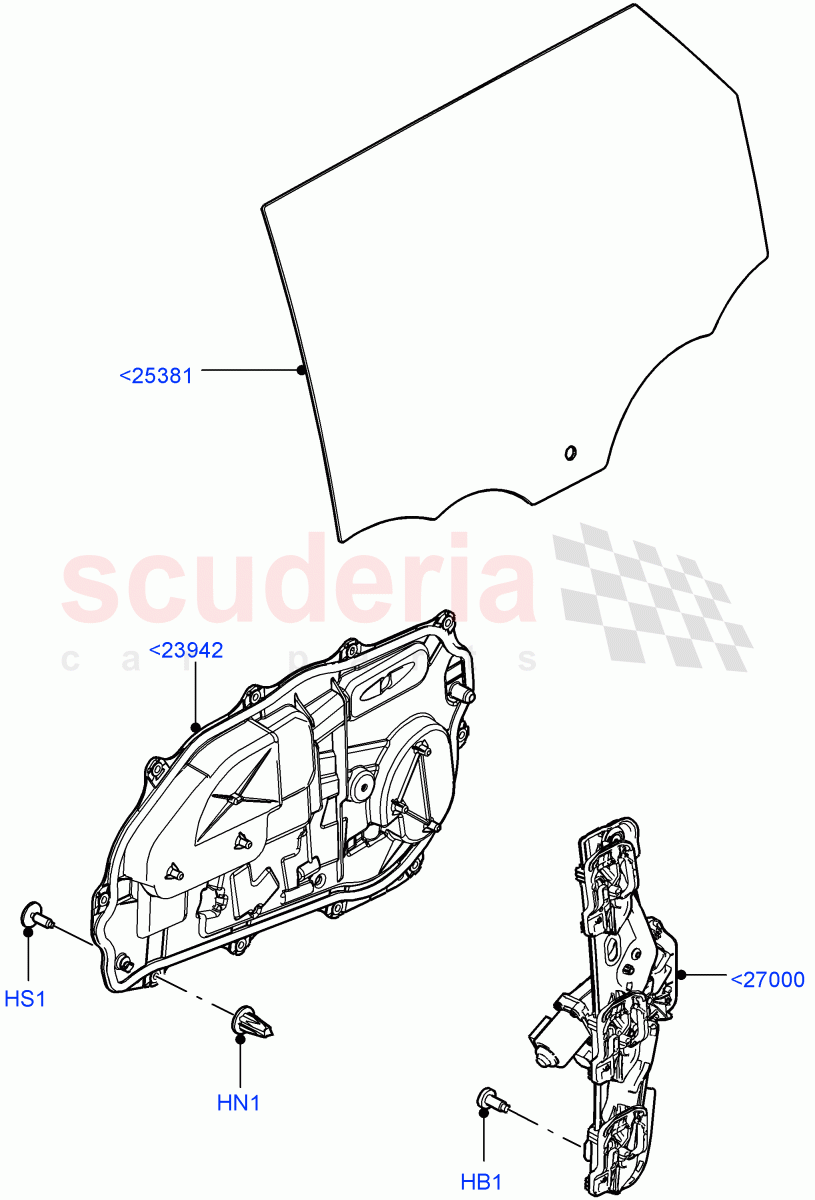 Rear Door Glass And Window Controls (Halewood (UK)) of Land Rover Land Rover Range Rover Evoque (2019+) [1.5 I3 Turbo Petrol AJ20P3]