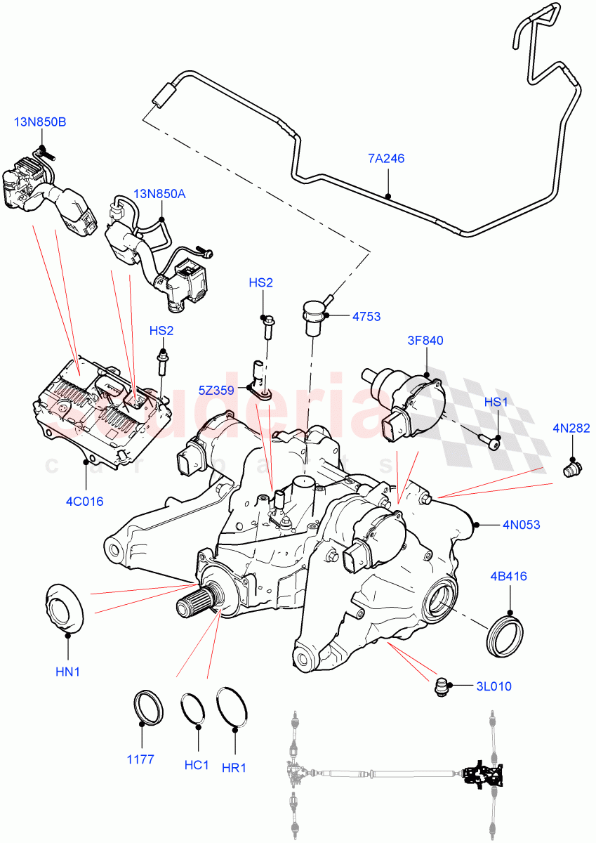 Rear Axle (Halewood (UK), All Wheel Drive, Dynamic Driveline, Electric Engine Battery-MHEV, Less Electric Engine Battery) of Land Rover Land Rover Range Rover Evoque (2019+) [2.0 Turbo Diesel AJ21D4]