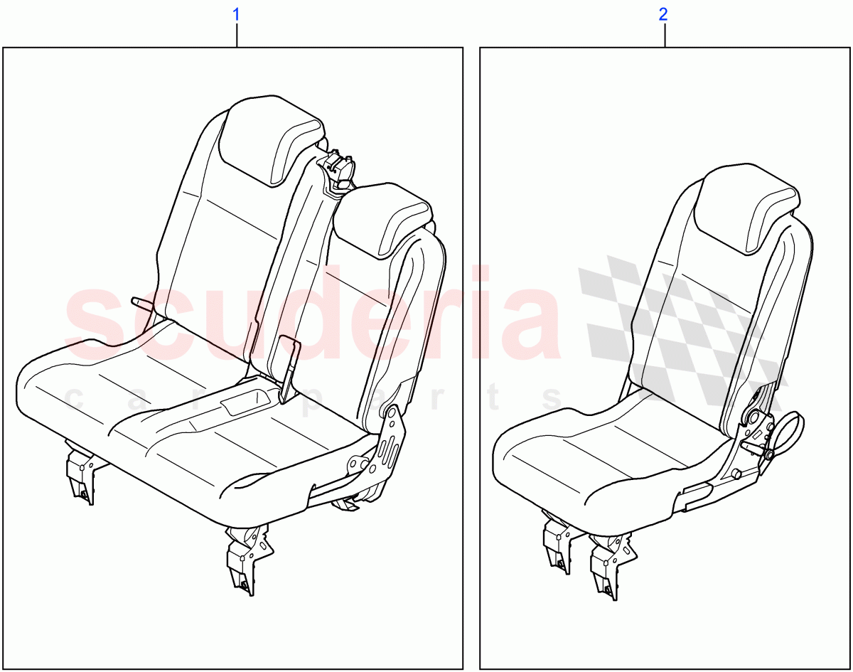 Rear Seat (Crew Cab Pick Up, 110" Wheelbase, Chassis Crew Cab, 130" Wheelbase, Station Wagon Utility - 5 Door, Station Wagon - 5 Door, Crew Cab HCPU) ((V) FROM7A000001) of Land Rover Land Rover Defender (2007-2016)