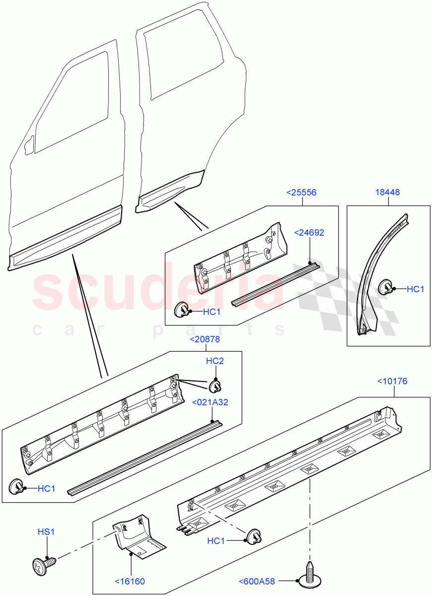 Body Mouldings ((V) TO9A999999) of Land Rover Land Rover Range Rover Sport (2005-2009) [3.6 V8 32V DOHC EFI Diesel]
