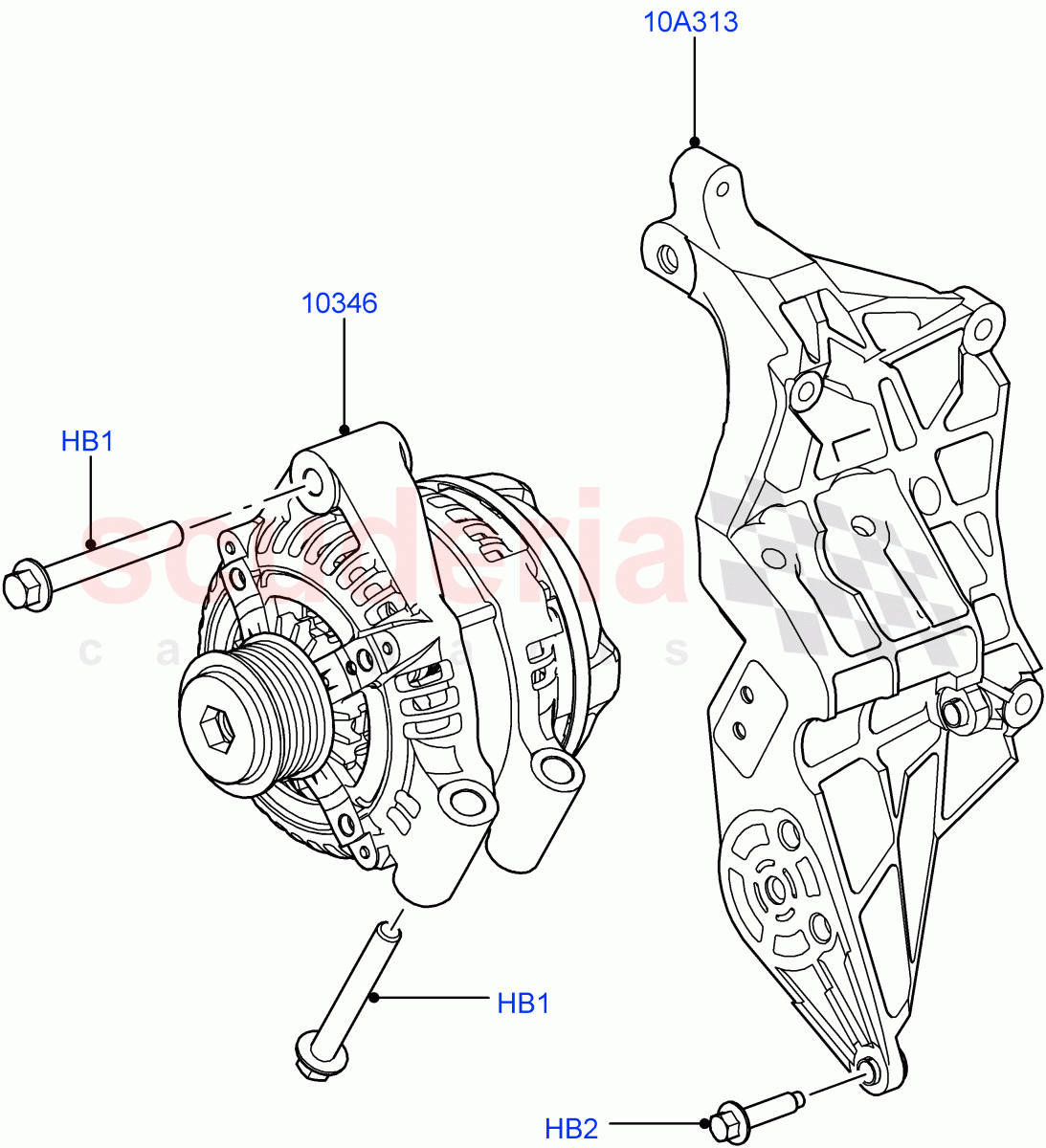 Alternator And Mountings (Lion Diesel 2.7 V6 (140KW), 3.0 V6 Diesel) ((V) FROMAA000001) of Land Rover Land Rover Discovery 4 (2010-2016) [3.0 DOHC GDI SC V6 Petrol]