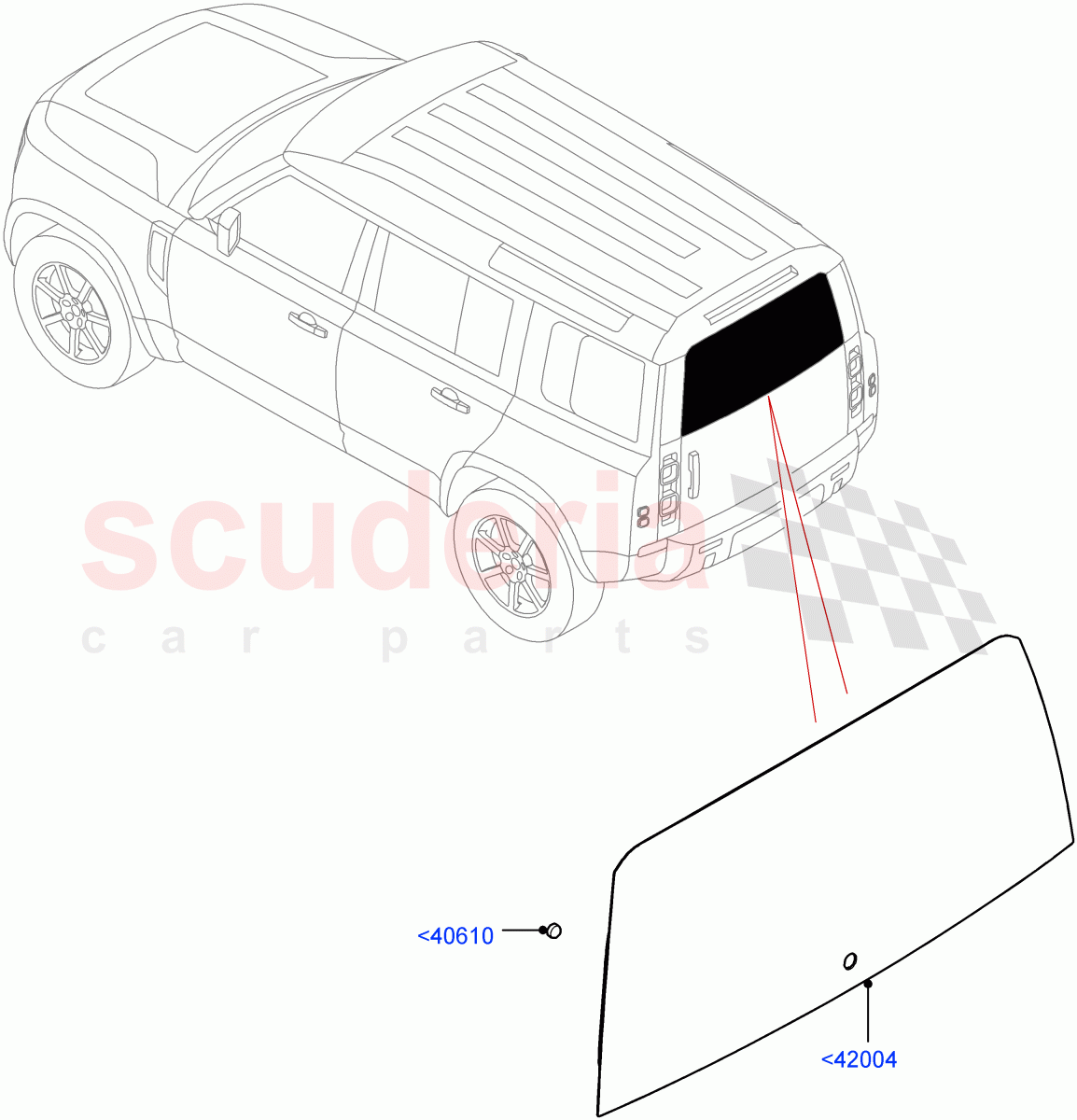 Back Window Glass of Land Rover Land Rover Defender (2020+) [2.0 Turbo Petrol AJ200P]