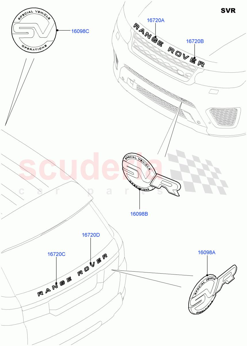 Name Plates (SVR Version, SVR) ((V) FROMFA000001) of Land Rover Land Rover Range Rover Sport (2014+) [3.0 I6 Turbo Diesel AJ20D6]