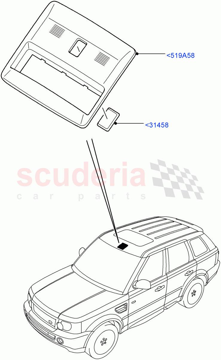 Console - Overhead ((V) TO9A999999) of Land Rover Land Rover Range Rover Sport (2005-2009) [3.6 V8 32V DOHC EFI Diesel]