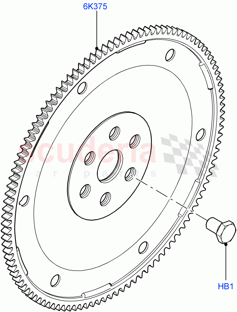 Flywheel (2.0L 16V TIVCT T/C 240PS Petrol, Itatiaia (Brazil)) ((V) FROMGT000001) of Land Rover Land Rover Range Rover Evoque (2012-2018) [2.0 Turbo Petrol GTDI]