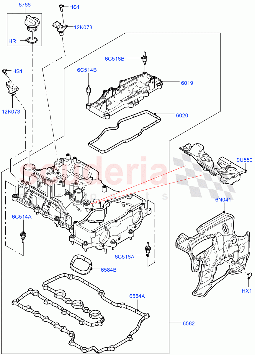 Cylinder Head Cover (1.5L AJ20P3 Petrol High, Changsu (China), 1.5L AJ20P3 Petrol High PHEV) of Land Rover Land Rover Range Rover Evoque (2019+) [1.5 I3 Turbo Petrol AJ20P3]