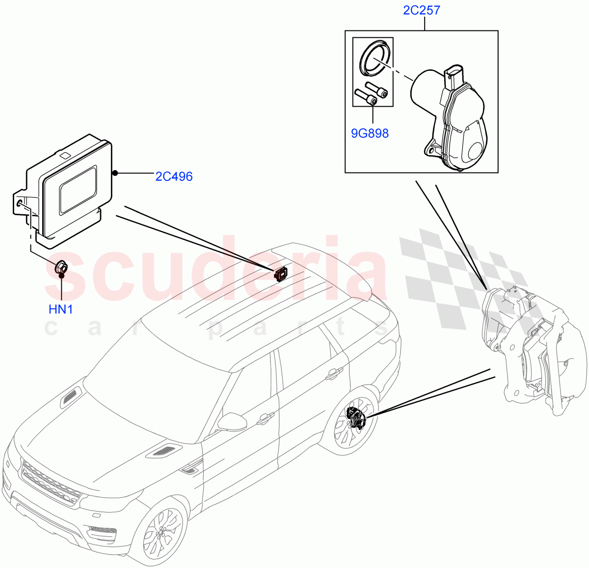 Parking Brake (Electric Parking Brake Actuator And Cables) of Land Rover Land Rover Range Rover Sport (2014+) [3.0 Diesel 24V DOHC TC]