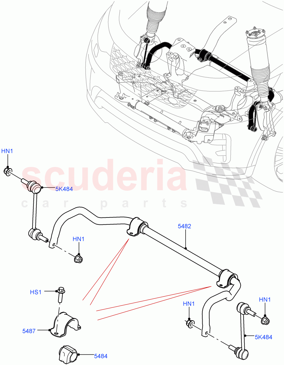 Front Cross Member & Stabilizer Bar (Conventional Stabilizer Bar, Solihull Plant Build) ((V) FROMHA000001) of Land Rover Land Rover Discovery 5 (2017+) [2.0 Turbo Diesel]