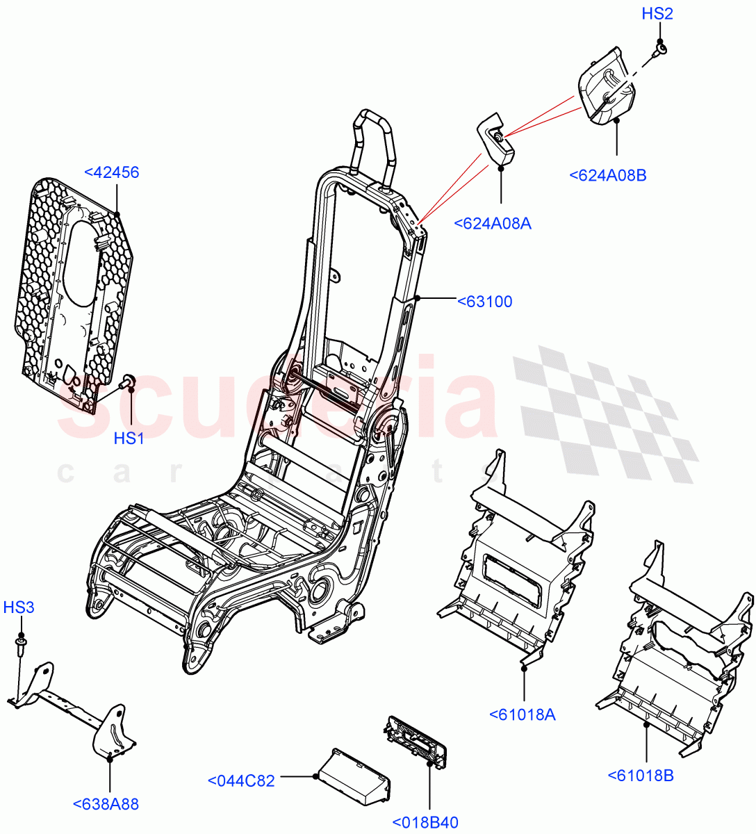 Front Seat Frame (Centre Seat) (Short Wheelbase, Console - Centre Seat, Standard Wheelbase) of Land Rover Land Rover Defender (2020+) [2.0 Turbo Diesel]