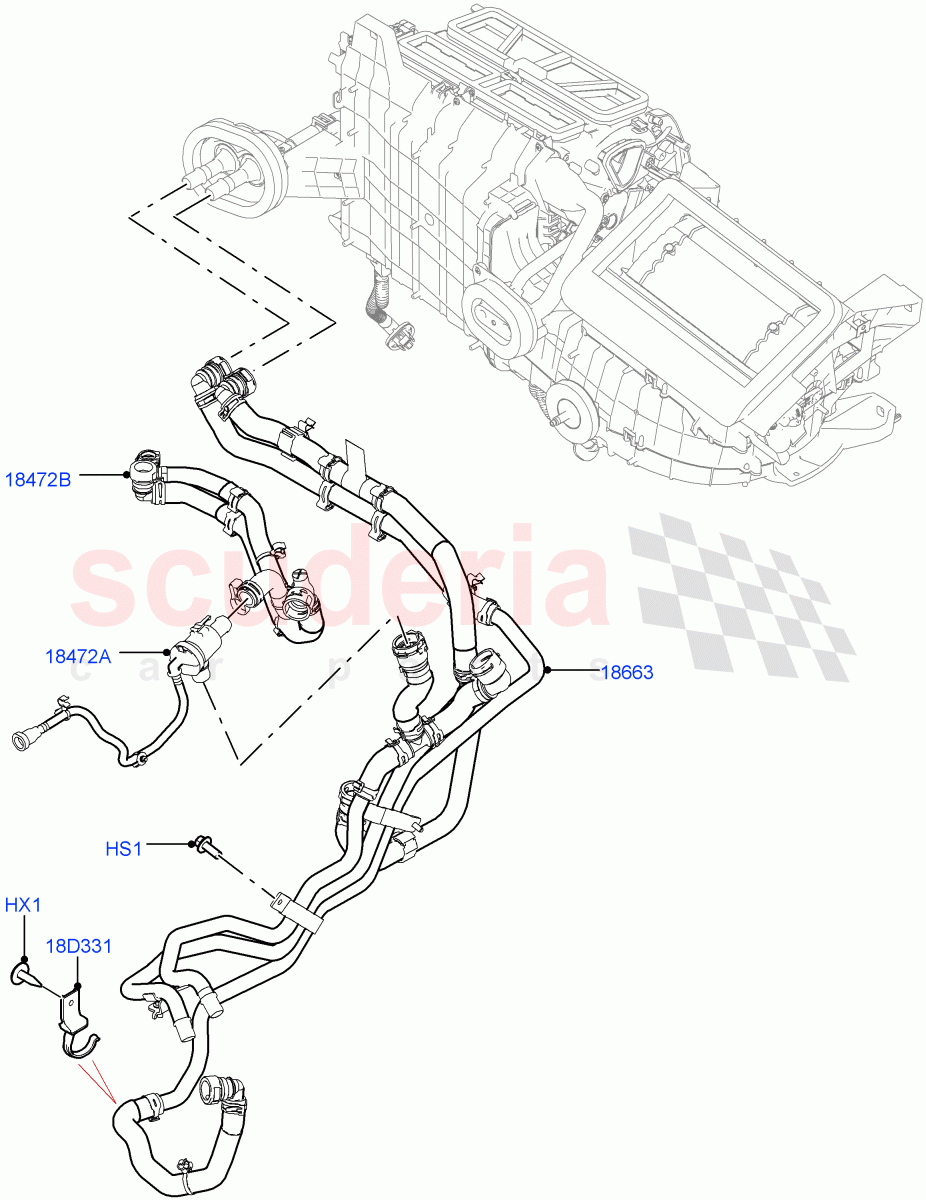 Heater Hoses (2.0L I4 High DOHC AJ200 Petrol, Fuel Heater W/Pk Heat With Remote, 2.0L I4 Mid DOHC AJ200 Petrol) of Land Rover Land Rover Range Rover Velar (2017+) [3.0 I6 Turbo Diesel AJ20D6]