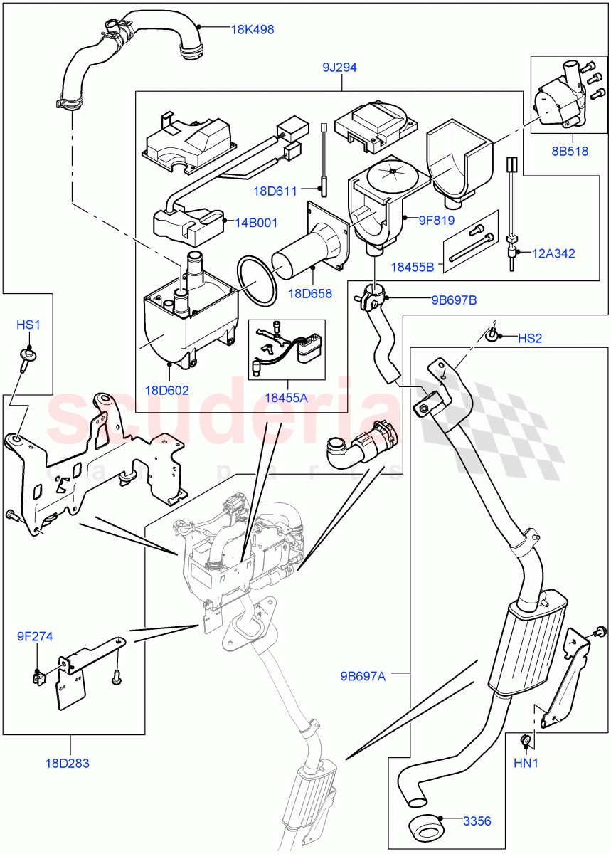 Auxiliary Fuel Fired Pre-Heater (Heater Components) (With Fuel Fired Heater, With Fresh Air Heater) ((V) TOHA999999) of Land Rover Land Rover Range Rover (2012-2021) [2.0 Turbo Petrol AJ200P]