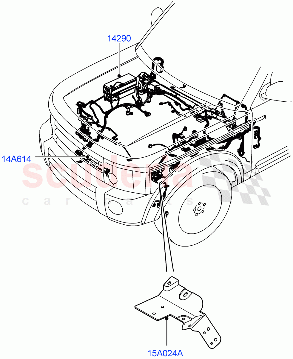 Electrical Wiring - Engine And Dash (Engine Compartment) ((V) FROMBA000001, (V) TOBA999999) of Land Rover Land Rover Discovery 4 (2010-2016) [2.7 Diesel V6]