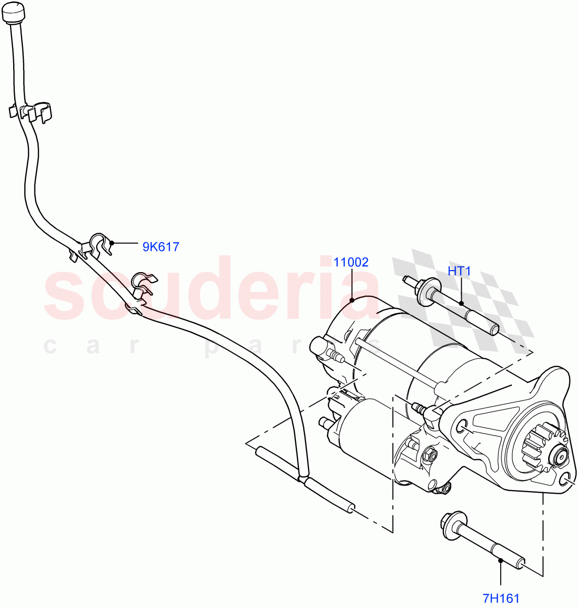 Starter Motor (2.0L I4 Mid AJ200 Petrol E100, Itatiaia (Brazil), 2.0L I4 Mid DOHC AJ200 Petrol) ((V) FROMJT000001) of Land Rover Land Rover Range Rover Evoque (2012-2018) [2.0 Turbo Petrol AJ200P]