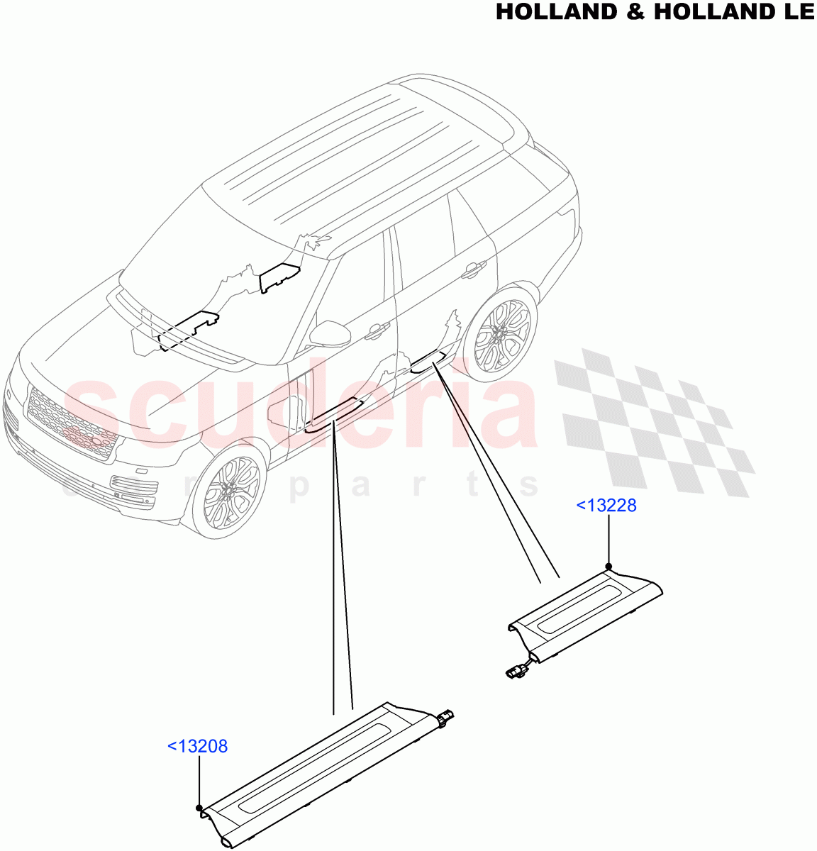 Side Trim (Holland & Holland LE, Sill) (Console Deployable Tables) ((V) FROMFA000001) of Land Rover Land Rover Range Rover (2012-2021) [3.0 I6 Turbo Petrol AJ20P6]