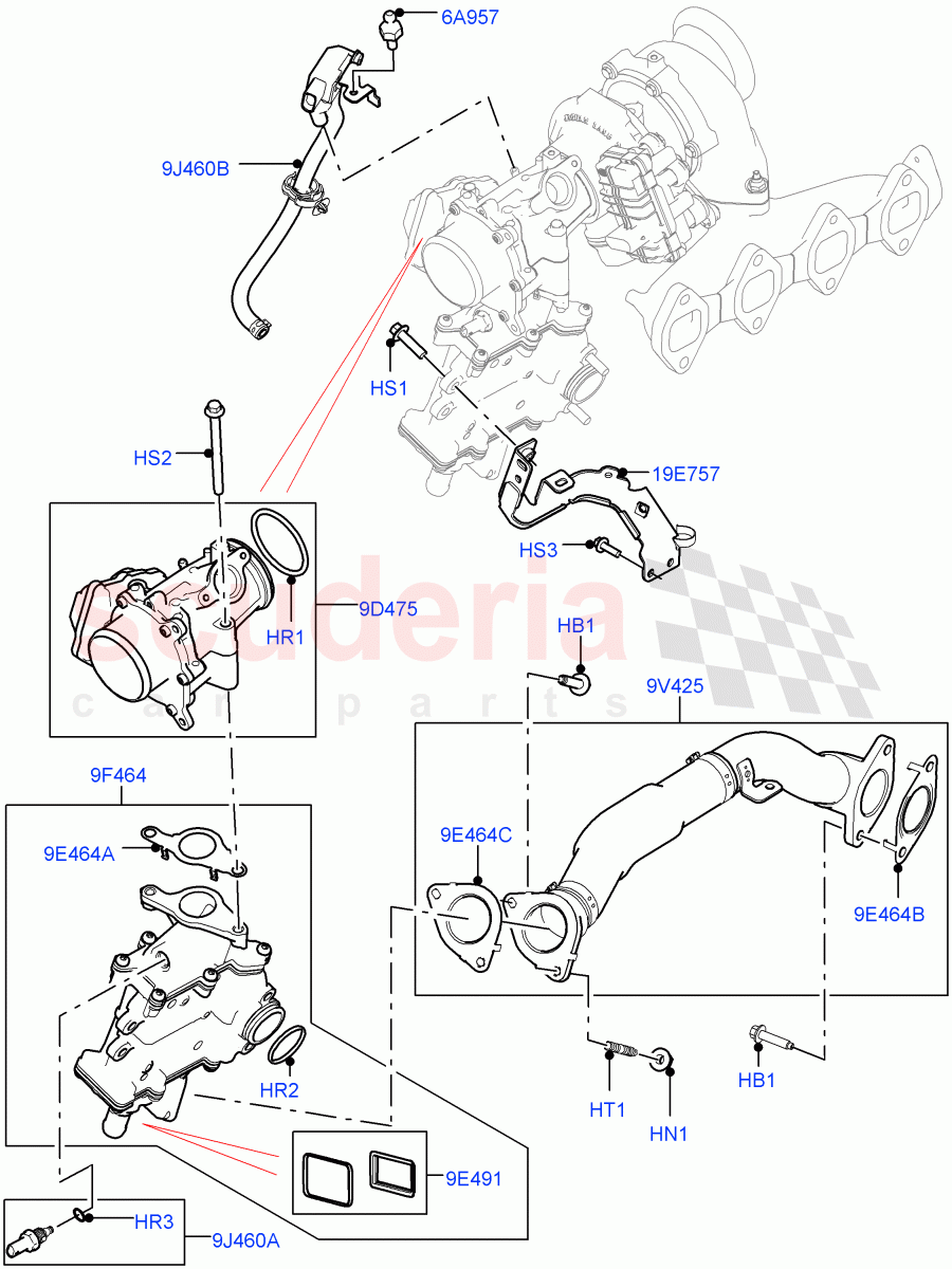 Exhaust Gas Recirculation (RH Side, Nitra Plant Build) (2.0L I4 DSL MID DOHC AJ200, 2.0L I4 DSL HIGH DOHC AJ200) ((V) FROMK2000001) of Land Rover Land Rover Defender (2020+) [2.0 Turbo Diesel]