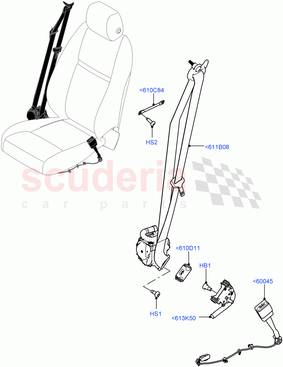 Front Seat Belts (Changsu (China)) of Land Rover Land Rover Range Rover Evoque (2019+) [2.0 Turbo Petrol AJ200P]