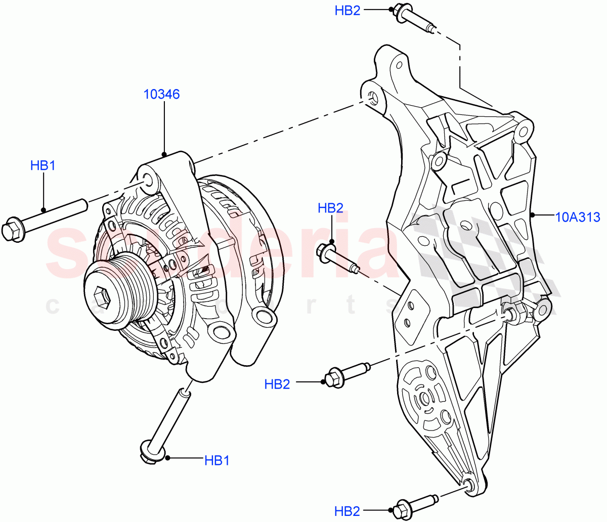 Alternator And Mountings (3.0 V6 D Gen2 Mono Turbo, 3.0L 24V DOHC V6 TC Diesel, 3.0L 24V V6 Turbo Diesel Std Flow, 3.0 V6 D Low MT ROW, 3.0 V6 D Gen2 Twin Turbo) of Land Rover Land Rover Range Rover (2012-2021) [5.0 OHC SGDI NA V8 Petrol]
