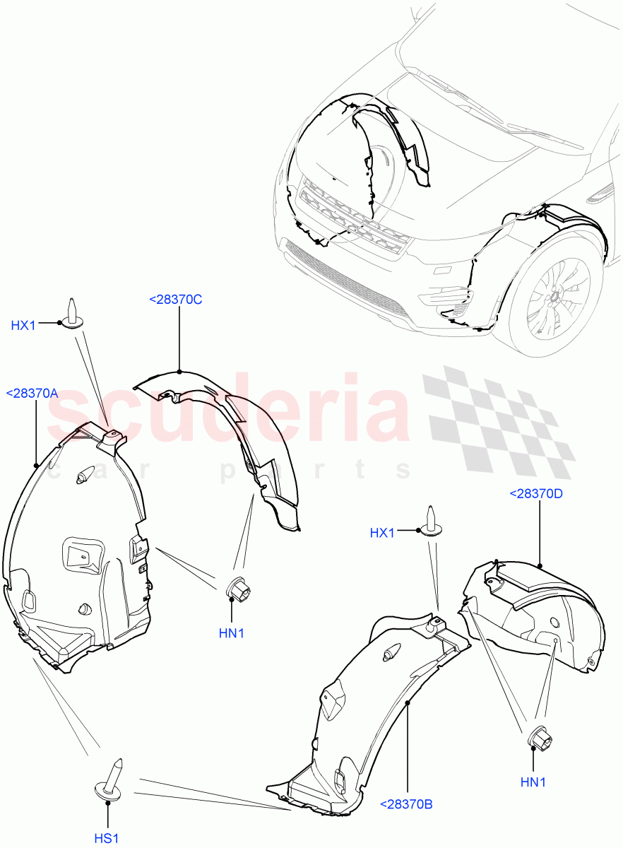 Front Panels, Aprons & Side Members (Wheelhouse) (Itatiaia (Brazil)) ((V) FROMGT000001) of Land Rover Land Rover Discovery Sport (2015+) [1.5 I3 Turbo Petrol AJ20P3]