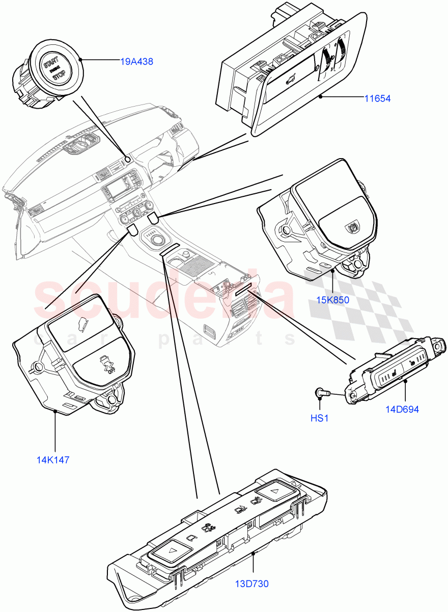 Switches (Facia And Console) (Changsu (China)) ((V) FROMEG000001) of Land Rover Land Rover Range Rover Evoque (2012-2018) [2.0 Turbo Petrol AJ200P]