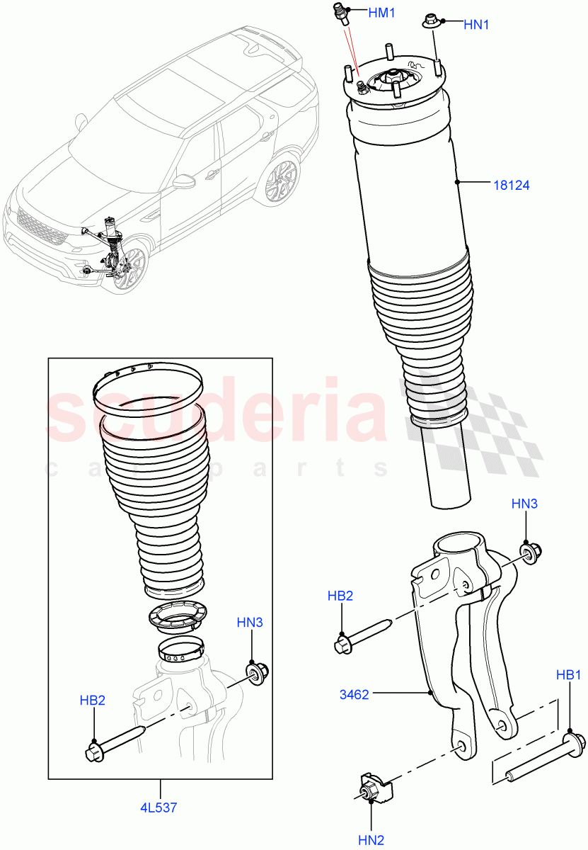 Front Suspension Struts And Springs (Nitra Plant Build) (With Four Corner Air Suspension) ((V) FROMK2000001, (V) TOL2999999) of Land Rover Land Rover Discovery 5 (2017+) [2.0 Turbo Diesel]