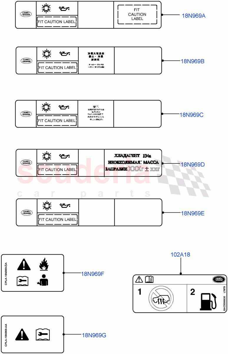 Labels (Air Conditioning, Nitra Plant Build) ((V) FROMK2000001) of Land Rover Land Rover Discovery 5 (2017+) [3.0 DOHC GDI SC V6 Petrol]