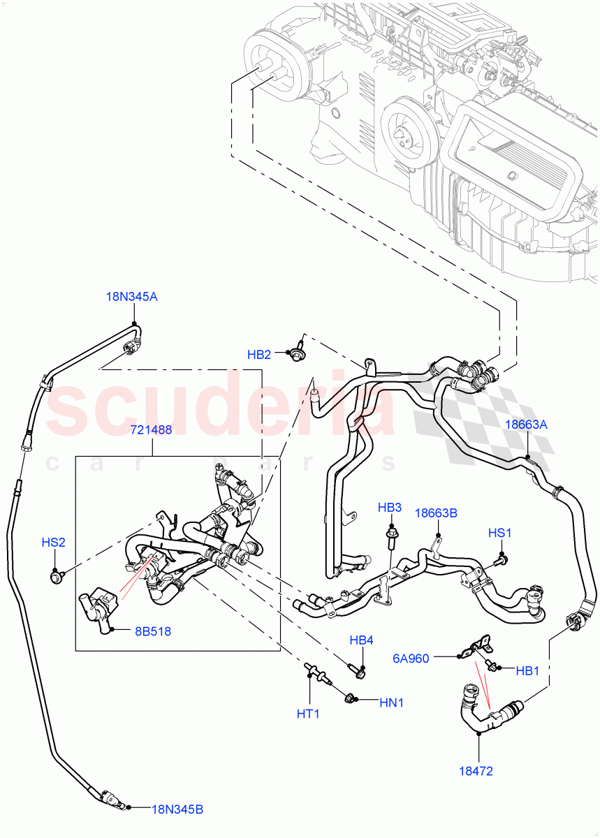 Heater Hoses (Solihull Plant Build) (2.0L I4 High DOHC AJ200 Petrol, With Ptc Heater, Premium Air Conditioning-Front/Rear, Less Heater) ((V) FROMKA000001) of Land Rover Land Rover Discovery 5 (2017+) [3.0 I6 Turbo Petrol AJ20P6]