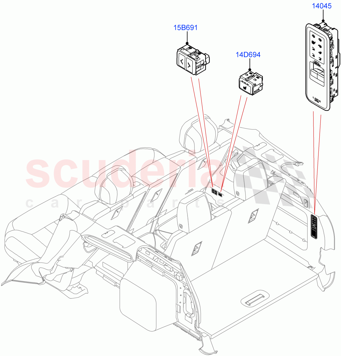 Switches (Luggage Compartment) (With Third Row Power Folding Seat) of Land Rover Land Rover Range Rover (2022+) [4.4 V8 Turbo Petrol NC10]