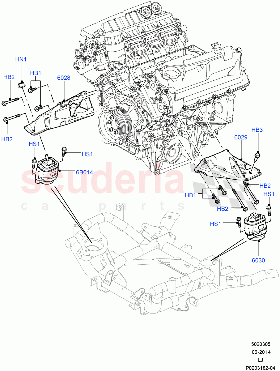 Engine Mounting (5.0L OHC SGDI NA V8 Petrol - AJ133, 5.0L OHC SGDI SC V8 Petrol - AJ133) ((V) FROMAA000001) of Land Rover Land Rover Range Rover (2010-2012) [3.6 V8 32V DOHC EFI Diesel]