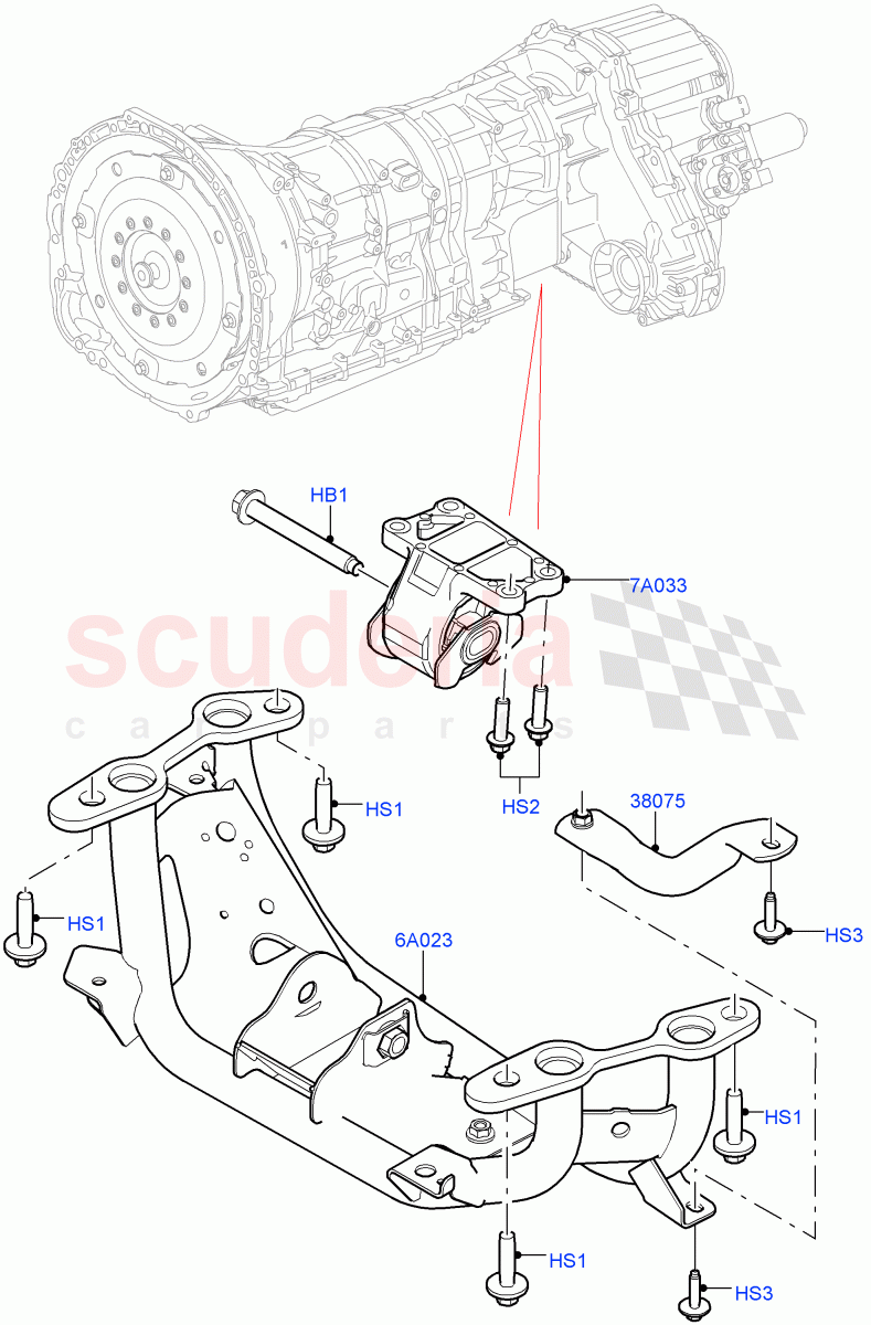 Transmission Mounting (2.0L I4 High DOHC AJ200 Petrol) ((V) FROMJA000001) of Land Rover Land Rover Range Rover Sport (2014+) [3.0 Diesel 24V DOHC TC]