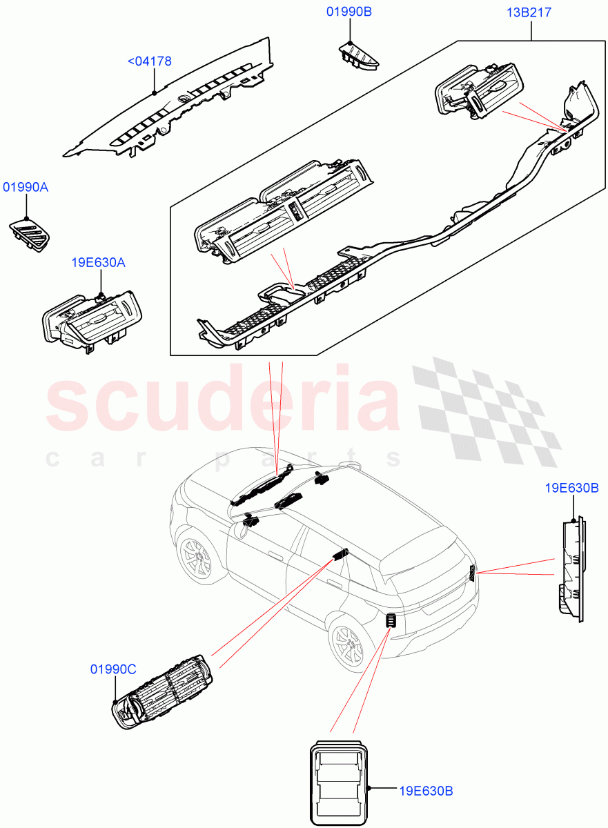 Air Vents, Louvres And Ducts (External Components) (Halewood (UK)) of Land Rover Land Rover Range Rover Evoque (2019+) [2.0 Turbo Petrol AJ200P]