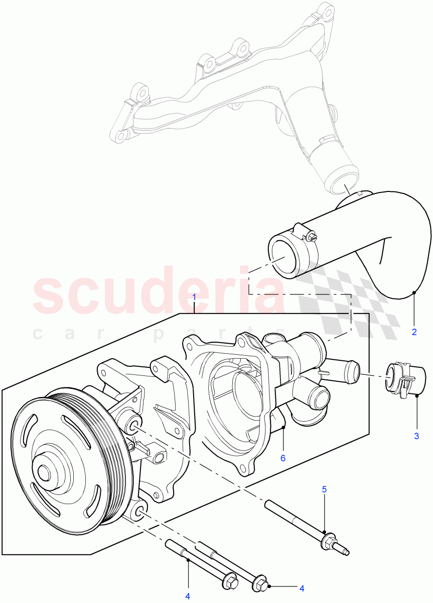 Water Pump (2.2L 16V TC I4 DSL 122PS PUMA) ((V) FROMCA000001) of Land Rover Land Rover Defender (2007-2016)